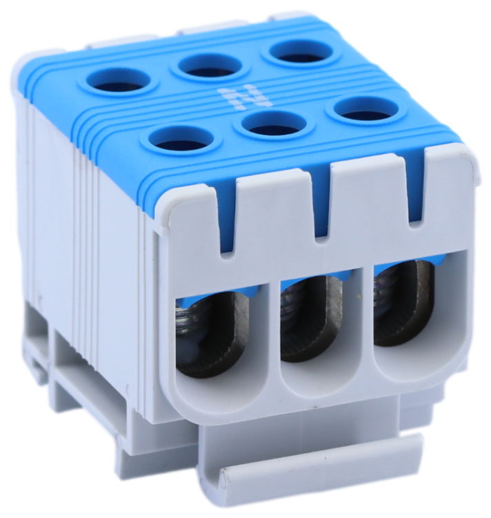 Złączka kompaktowa na szynę, niebieska 6-50mm2, max. 1000VAC/1500VDC, max.160A FLEAL-50/3K Tracon Electric