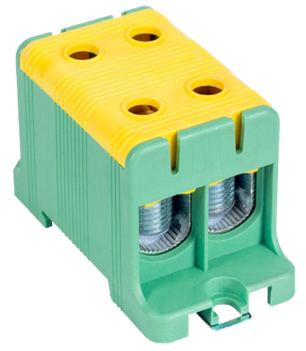 Złączka kompaktowa na szynę i płytę montażową, zielona 16-95mm2, max. 1000VAC/1500VDC, max.245A FLEAL-95/2ZS Tracon Electric