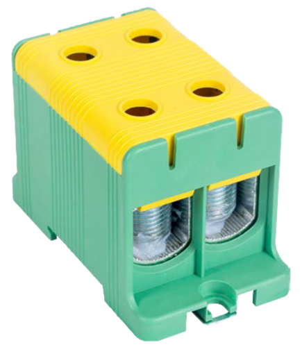 Złączka kompaktowa na szynę i płytę montażową, zielona 35-150mm2, max. 1000VAC/1500VDC, max.320A FLEAL-150/2ZS Tracon Electric