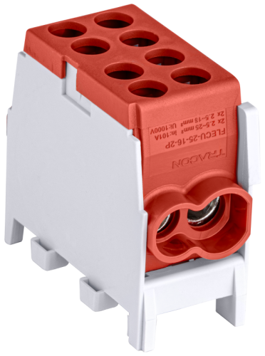 Złączka kompaktowa na szynę, czerwona 2.5-25mm2, max. 1000VAC/DC, max.101A FLECU-25-16-2P Tracon Electric
