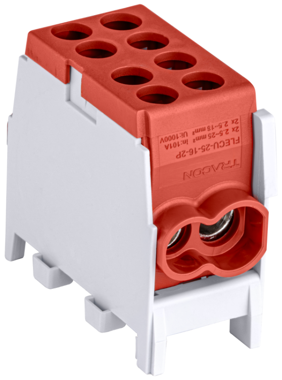 Złączka kompaktowa na szynę, czerwona 2.5-25mm2, max. 1000VAC/DC, max.101A FLECU-25-16-2P Tracon Electric