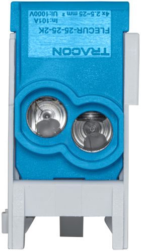 Złączka kompaktowa na szynę, niebieska (certyfik. węgierski) 2.5-25mm2, max. 1000VAC/DC, max.101A FLECUR-25-25-2K Tracon Electric