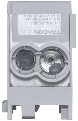 Złączka kompaktowa na szynę, szara (certyfik. węgierski) 6-35mm2, max. 1000VAC/DC, max.125A FLECUR-35-25-2 Tracon Electric