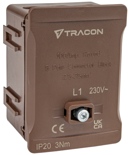 Listwa zaciskowa linii głównej, plombowana, brązowa 2x35mm2 / 3x35mm2, 690VAC, 100A FSK35B Tracon Electric