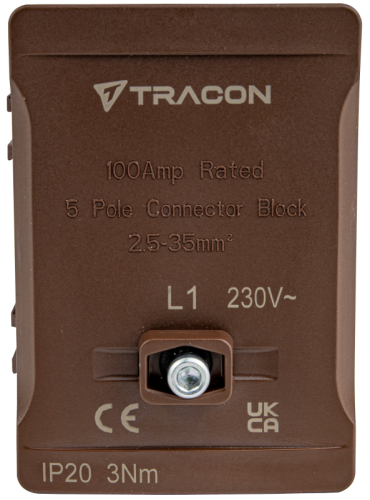 Listwa zaciskowa linii głównej, plombowana, brązowa 2x35mm2 / 3x35mm2, 690VAC, 100A FSK35B Tracon Electric
