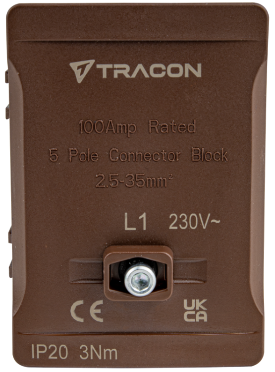 Listwa zaciskowa linii głównej, plombowana, brązowa 2x35mm2 / 3x35mm2, 690VAC, 100A FSK35B Tracon Electric