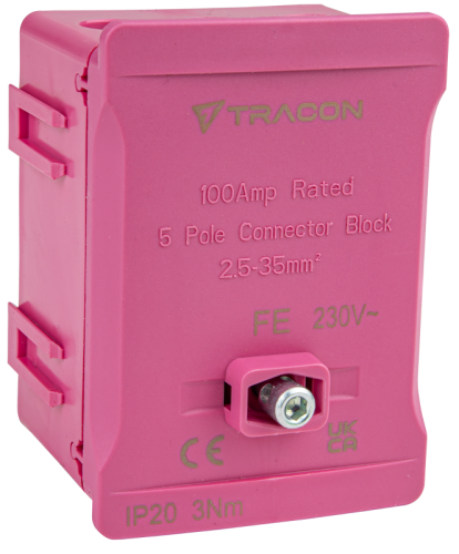 Listwa zaciskowa linii głównej, plombowana, różowa 2x35mm2 / 3x35mm2, 690VAC, 100A FSK35R Tracon Electric