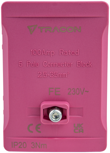 Listwa zaciskowa linii głównej, plombowana, różowa 2x35mm2 / 3x35mm2, 690VAC, 100A FSK35R Tracon Electric