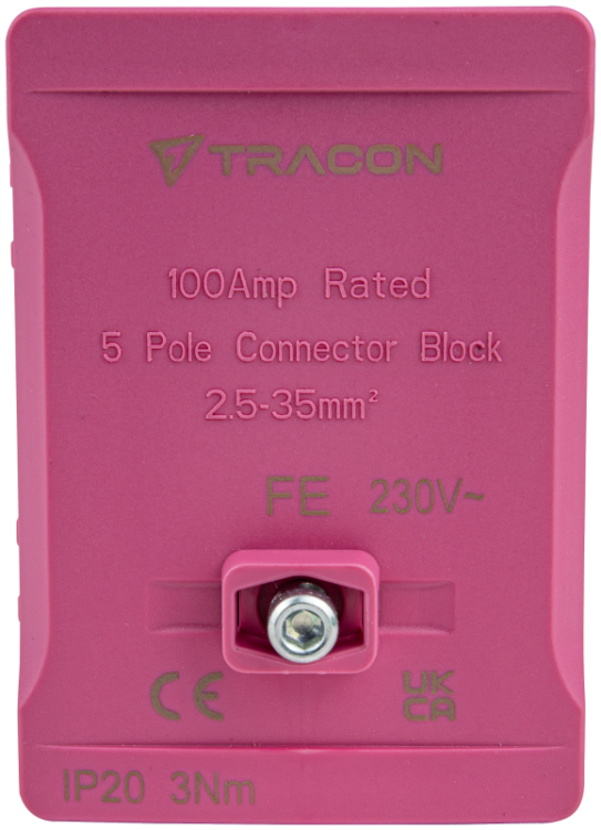 Listwa zaciskowa linii głównej, plombowana, różowa 2x35mm2 / 3x35mm2, 690VAC, 100A FSK35R Tracon Electric