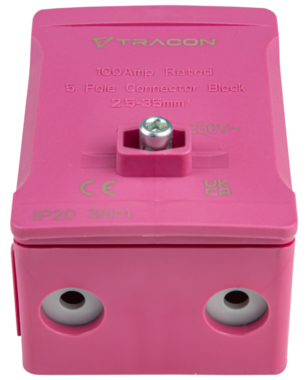 Listwa zaciskowa linii głównej, plombowana, różowa 2x35mm2 / 3x35mm2, 690VAC, 100A FSK35R Tracon Electric