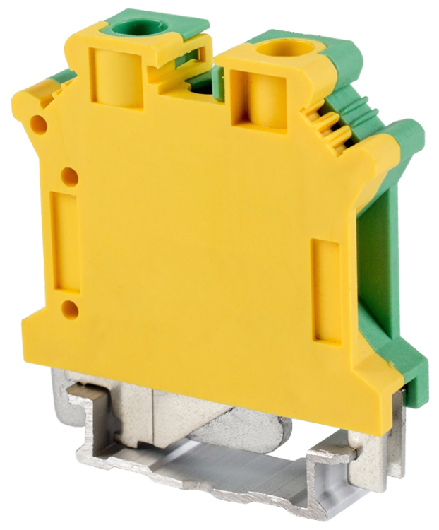 Zacisk przewodu ochronnego na szynę, śrubowy, żółto-zielony 0,5-10mm2, 76A TSKA10JD Tracon Electric