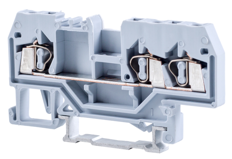 Fazowy zacisk połączeniowy naszynę, sprężynowy, szary 800V 24A 0.08-2.5 mm2 3P TSKC2,5/3 Tracon Electric