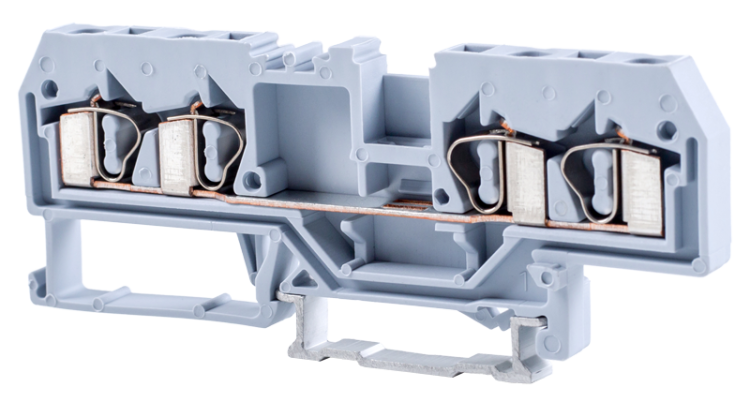 Fazowy zacisk połączeniowy naszynę, sprężynowy, szary 800V 26A 0.08-4 mm2 4P TSKC4/4 Tracon Electric