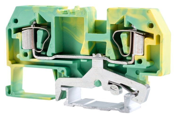 Ochronny zacisk połączeniowy na szynę, sprężynowy, ziel-żółt 800V 41A 0.2-6 mm2 2P TSKC6JD Tracon Electric