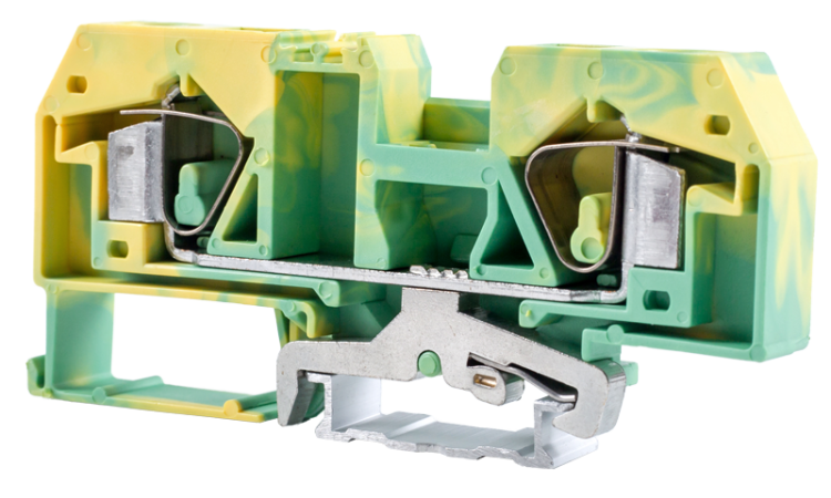 Ochronny zacisk połączeniowy na szynę, sprężynowy, ziel-żółt 800V 76A 0.2-16 mm2 2P TSKC16JD Tracon Electric