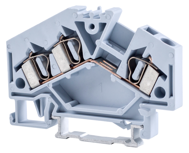 Fazowy zacisk połączeniowy naszynę, sprężynowy, szary 800V 32A 0.08-4 mm2 3P TSKC4/3D Tracon Electric