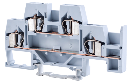 Piętrowy zacisk połączeniowy na szynę, sprężynowy, szary 500V 26A 0.08-4 mm2 4P TSKC4E Tracon Electric