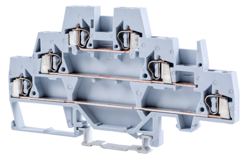 Piętrowy zacisk połączeniowy na szynę, sprężynowy, szary 500V 20A 0.08-2.5 mm2 6P TSKC2,5EE Tracon Electric