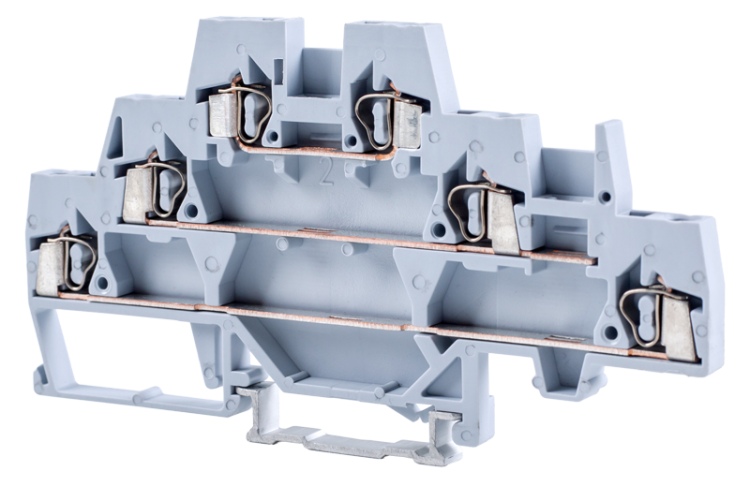 Piętrowy zacisk połączeniowy na szynę, sprężynowy, szary 500V 20A 0.08-2.5 mm2 6P TSKC2,5EE Tracon Electric