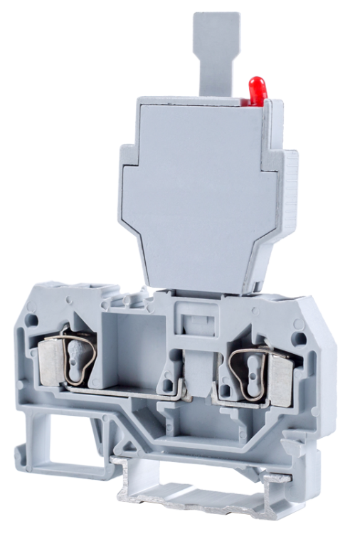 Bezpiecznikowy zacisk połączeniowy na szynę, sprężyn. szary 250V 6.3A 0.08-4 mm2 2P TSKC4B Tracon Electric