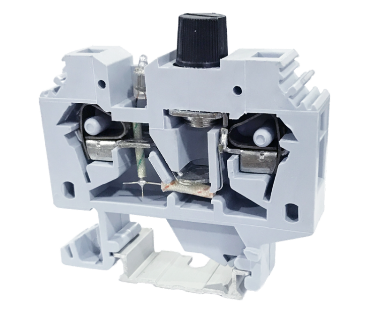 Bezpiecznikowy zacisk połączeniowy na szynę, sprężyn. szary 220V 10A 0.2-6 mm2 2P TSKC6B Tracon Electric