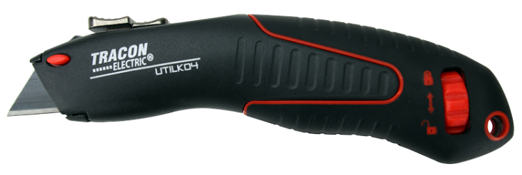 Nóż introligatorski trapezowy,ostrz. SK4-T, gumowany L=175mm, D=41mm, W=27mm, d=19mm UTILK04 Tracon Electric