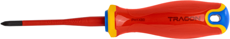 Śrubokręt krzyżakowy, izolowany do 1000 V AC 1000V, PH1x80mm CDPH180 Tracon Electric