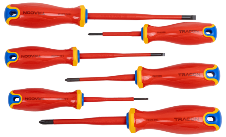 Zestaw śrubokrętów izolowanych do 1000 V 1000 V, 1x5,5x125mm, 0,8x4x100mm, 0,4x2,5x75mm CSET1000 Tracon Electric