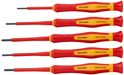 Zestaw wkrętaków precyzyjnych izolowanych do 1000V AC 1000 V, 5pcs CSETP5 Tracon Electric