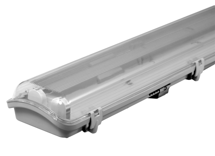 Oprawa hermetyczna LED TUBE T8 x2 pyłoszczelna 2x36W 120cm A OHTL-D-236 ANLUX IP65 klosz PS ryflowany jednostrona do tub świetlówek LED do garażu magazynu hali korytarza