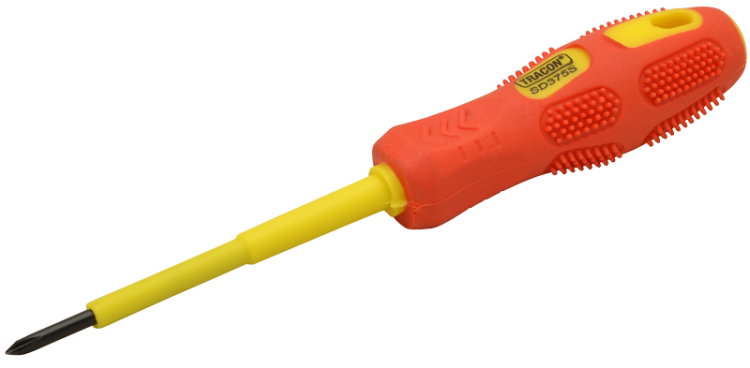 Śrubokręt krzyżakowy, izolacja 1000V, żółto-czerwony AC 1000V, 3x75mm SD375S Tracon Electric
