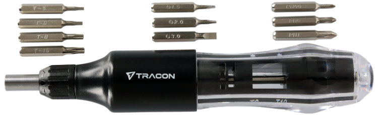 Precyzyjny wkrętak grzechotkowy z wbudowanymi wymiennymi gło 168mm, 10 bit APCS10 Tracon Electric