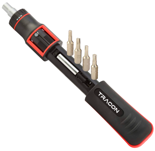 Wkrętak grzechotkowy z wbudowanymi, wymiennymi końcówkami 190mm, 10 bit ACS10 Tracon Electric