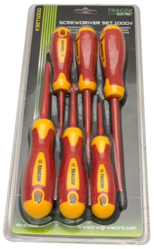 Zestaw śrubokrętów 1000V 1000 V; 1×5,5×125mm; 0,8×4×100mm; 0,4×2,5×75mm KSET1000 Tracon Electric