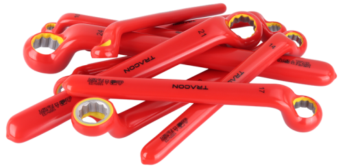 Zestaw izolowanych kluczy oczkowych do 1000V, 9-częściowy 1000V, CR-V, 10-24mm CSSET9 Tracon Electric