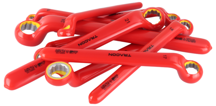 Zestaw izolowanych kluczy oczkowych do 1000V, 9-częściowy 1000V, CR-V, 10-24mm CSSET9 Tracon Electric