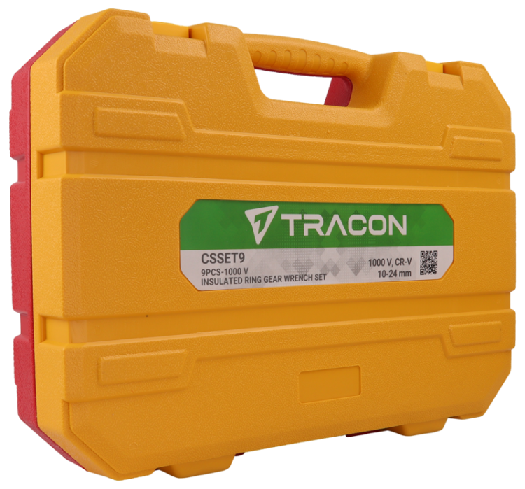Zestaw izolowanych kluczy oczkowych do 1000V, 9-częściowy 1000V, CR-V, 10-24mm CSSET9 Tracon Electric