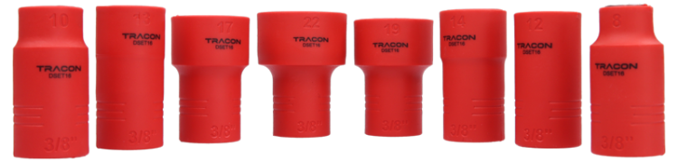 Zestaw izol. kluczy nasadowych i imbusowych do 1000V, 16 cz. 1000V, CrV, 8-22mm, 4-8mm DSET16 Tracon Electric