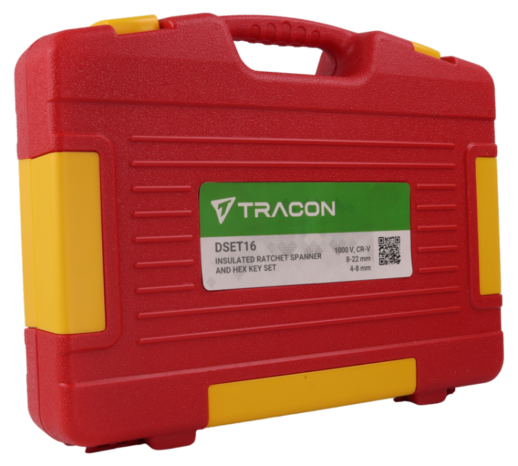 Zestaw izol. kluczy nasadowych i imbusowych do 1000V, 16 cz. 1000V, CrV, 8-22mm, 4-8mm DSET16 Tracon Electric