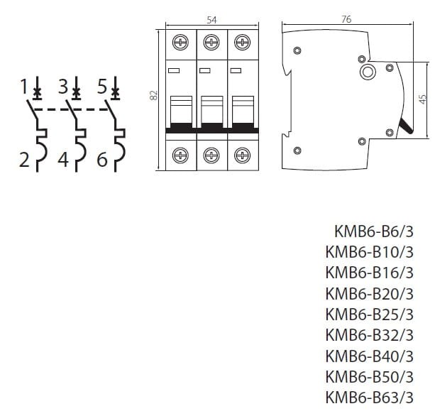 Wyłącznik nadmiarowo-prądowy KMB6-B63/3 23170 Kanlux