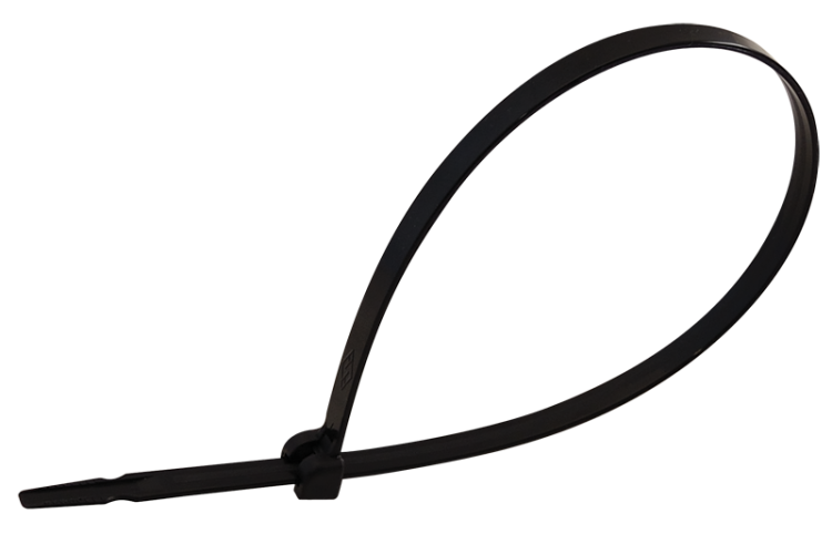 Opaska kablowa z zatrzaskiem metalowym, odp. na UV, czarna 140×3,6mm, D=2-29mm, PA6.6 TU140 Tracon Electric