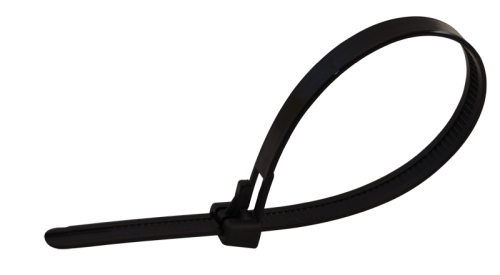 Opaska kablowa wielokrotnego użycia, czarna 300×7.6mm, D=10-80mm, PA6.6 281-NY Tracon Electric