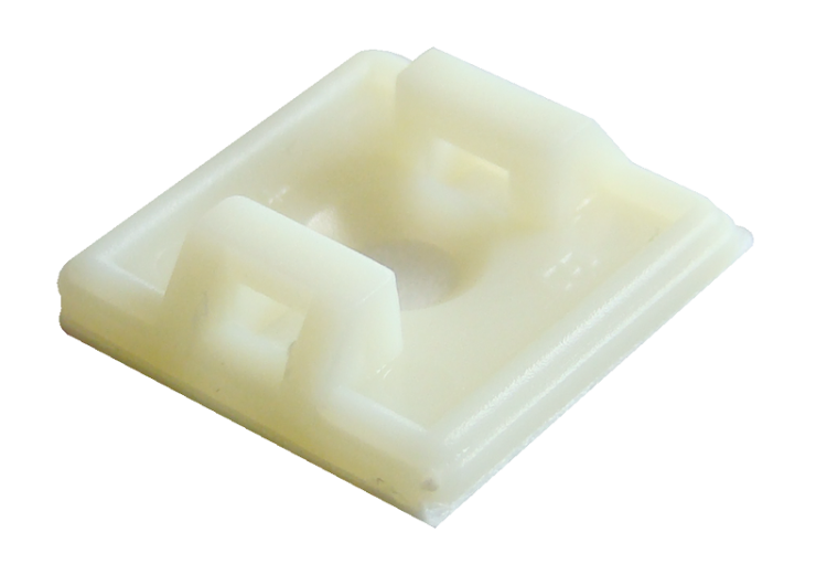 Uchwyt samoprzylepny/przykręcany do opasek 2stronny,bezbarw. 18,7×18,7mm, d=4,4mm, PA6.6 TALP190-2 Tracon Electric