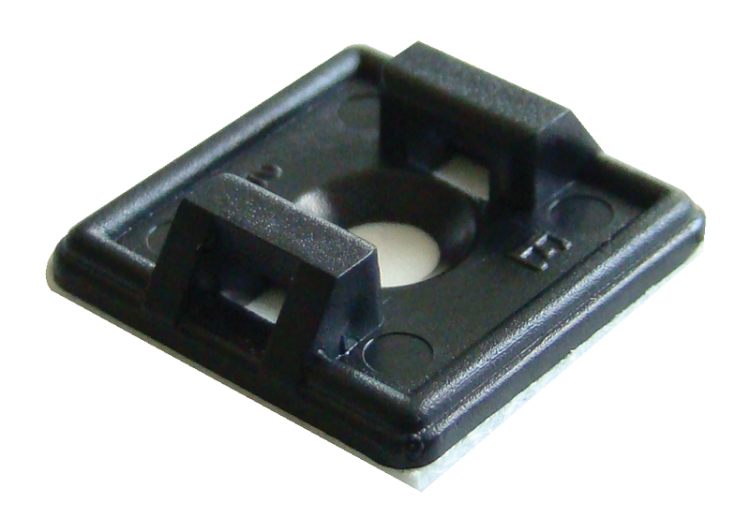 Uchwyt samoprzylepny/przykręcany do opasek 2stronny,czarny 18,7×18,7mm, d=4,4mm,PA6.6 TALP191-2 Tracon Electric