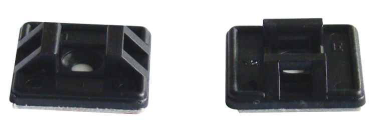 Uchwyt samoprzylepny/przykręcany do opasek 2stronny,czarny 26,5×26,5mm, d=4,3mm, PA6.6 TALP271-2 Tracon Electric