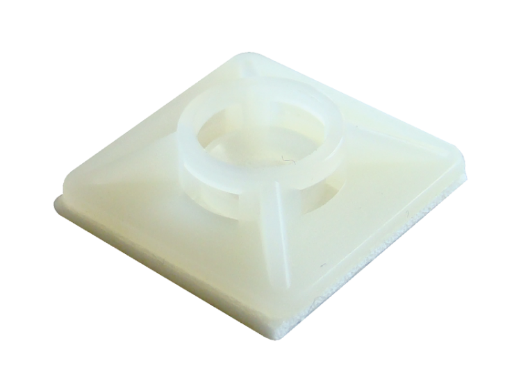 Uchwyt samoprzylepny/przykręcany do opasek 4stronny, bezbarw 20×20mm, d=2,9mm, PA6.6 TALP190 Tracon Electric