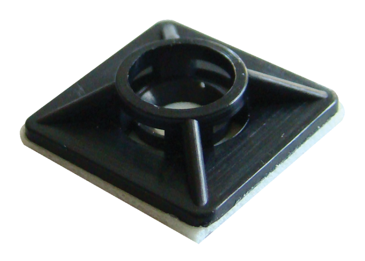 Uchwyt samoprzylepny/przykręcany do opasek 4stronny, czarny 20×20mm, d=2,9mm, PA6.6 TALP191 Tracon Electric