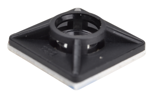 Uchwyt samoprzylepny/przykręcany do opasek 4stronny, czarny 19×19mm, d=5mm, PA6.6, 3M TALP201 Tracon Electric