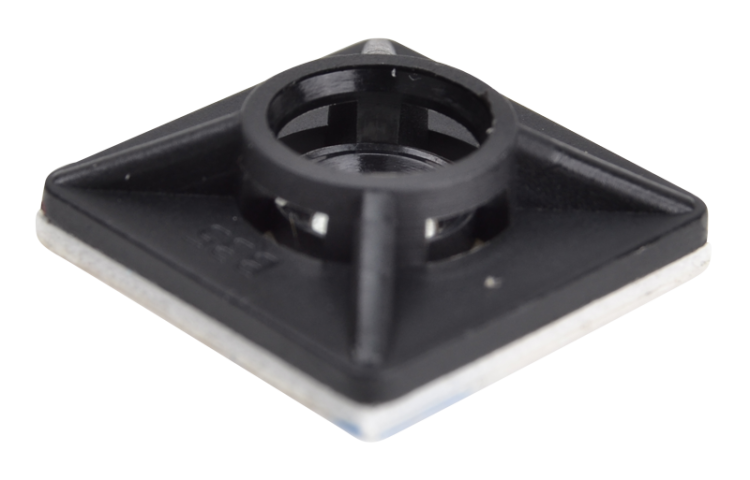 Uchwyt samoprzylepny/przykręcany do opasek 4stronny, czarny 19×19mm, d=5mm, PA6.6, 3M TALP201 Tracon Electric