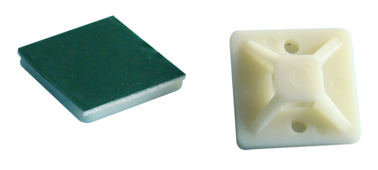 Uchwyt samoprzylepny/przykręcany do opasek 4stronny,bezbarw. 25×25mm, d=3,5mm, PA6.6 TALP270 Tracon Electric